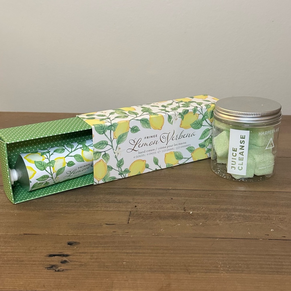 Scrub and lotion Duo - Harper+Ari cubes & Fringe lemon verbena lotion